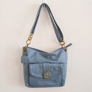 Stone Mountain Light Blue Pebble Leather Convertible Crossbody Shoulder Bag
